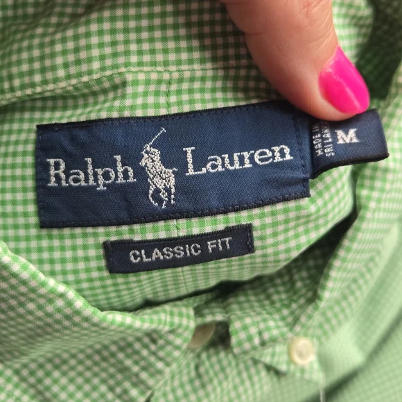 Polo Ralph Lauren Green Gingham Button Down Shirt - Classic Fit - Men's Medium - Picture 9 of 10